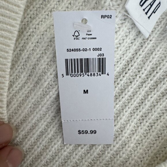 Gap Women's M Crew LS Creme Multi Stripe Sweater 100% Cotton NWT - Picture 8 of 12
